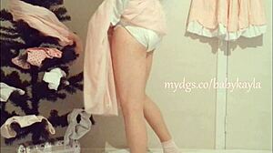 Kayla looks so cute in her wet diaper, my teen lover