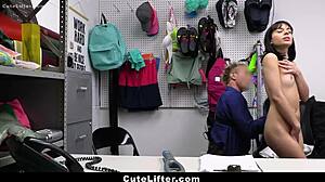 Teen taken to back room under shoplifting suspicions feels monster cock domination