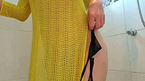 Is this naughty Latina masturbating in the shower, craving cock?