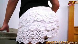 Blonde transsexual gets her big ass fucked hard in anal crossdressing session.