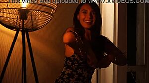 Latina amateur does oiled striptease with ripped clothes