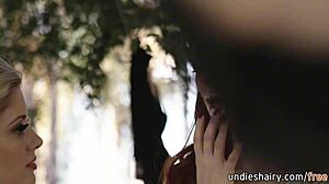 charlotte stokely seduces maya kendrick outdoors for a gentle bush exploration