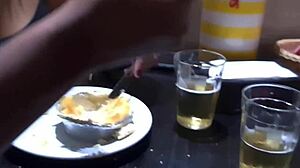 Stepmom boldly gives pussy to stepson in backstage scene