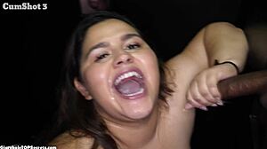 Bbw karla sucks dick intensely at the gloryhole like a warrior
