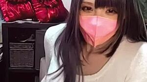 Cute masked Asian shemale masturbates on live stream while getting her tight ass pounded. See her wild solo action.