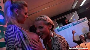 Club hoes indulge in bisexual orgy, licking twats and sharing dicks with pornstars.