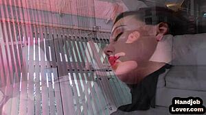 Perky boobs babe fingers pussy and talks dirty.