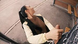 와 대낮 버스 정류장 위험 공개 펠라