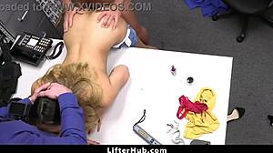 Teen caught stealing shorts faces harsh punishment at the store. Security strips her down for a lesson.