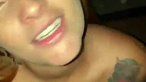 Naughty Redhead Sucks Husband At Club Party!