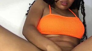 Young Latina With Natural Big Tits Masturbating With Dildo