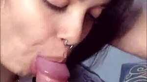 Brunette teen deepthroats monster cock and swallows cum!