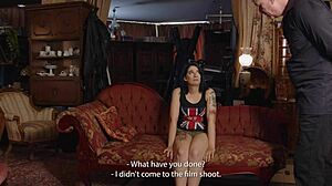 poor innocent girl shows fear while whipped in extreme bdsm session. her submissive face tells all.