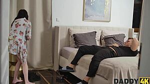 She waited with her pussy and asshole ready for daddy to take over. He finally arrived to claim her.