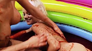 sapphic video with lou lou and christine love two sluts licking smooth blonde pussies wet and gaping