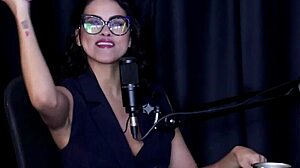 Kaly Khalifa's Hot Preliminaries on Podcast with Bia in Sheer Red