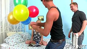 delightsome darling shares twat with two guys