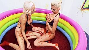 sapphic video with lou lou and christine love two sluts licking smooth blonde pussies wet and gaping