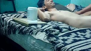 Sensual Massage Brings Medium Pleasure to Skinny Boy, Intimate and Teasing