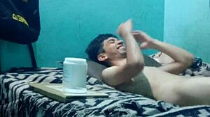 Sensual Massage Brings Medium Pleasure to Skinny Boy, Intimate and Teasing