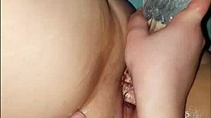 Chubby Teen 18+ MASTURBATES hard with glass dildo in homemade clip