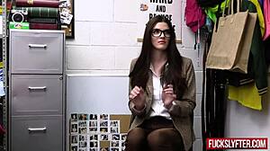 The Spoiled Thief Quietly Stealing Clothes In The Office At Work. She Feels Shy But Excited