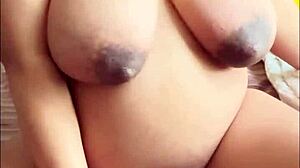 damn! pregnant arab slut rocks solo with big boobs and hairy pussy!