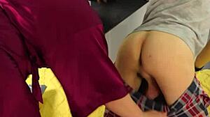 my step mom caught me jerking off and milked my cum out