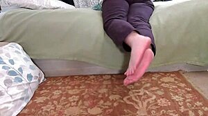 Topless in Jeans, Barefoot on Bed, Ghostly Cum Covers Me.