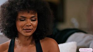 Ebony babe has hot lesbian threesome with bff and roommate.