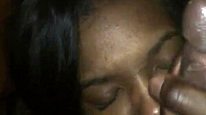 freak ebony girl gets sloppy facial from big black cock 😍