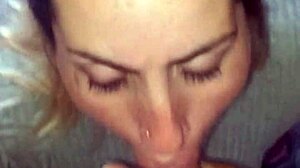 The last blowjob in the series: amateur deepthroat swallow with cum covered face