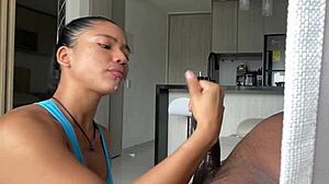 Amateur Couple Enjoys Swallowing Huge Cock