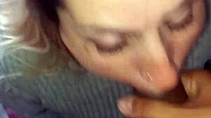 The last blowjob in the series: amateur deepthroat swallow with cum covered face