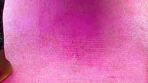 ebony milf spreads shaved pussy during morning workout, housewife amateurs homemade hairless fun