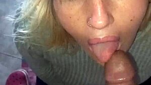 The last blowjob in the series: amateur deepthroat swallow with cum covered face