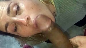 The last blowjob in the series: amateur deepthroat swallow with cum covered face