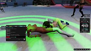 Shemale Uses Strapon On Lesbian Partner For Licking Action