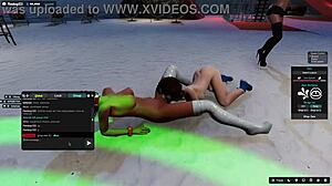 Shemale Uses Strapon On Lesbian Partner For Licking Action