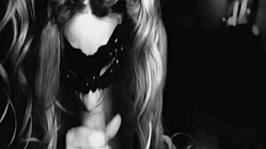 Girl with small tits gives blowjob to orgasm!