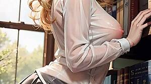 hey, wanna see this ai blonde librarian flash her pussy in public?