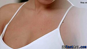 Kinky babe gives footjob and gets fucked hard!