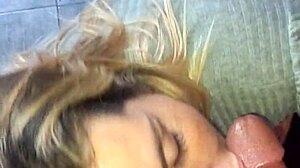 The last blowjob in the series: amateur deepthroat swallow with cum covered face