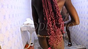 Hey, shower time with two horny african teens kissing, licking, and sucking each other 😏