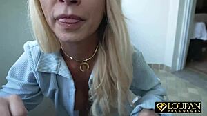 Blonde amateur's pink pussy and tight ass get anal blowjob.