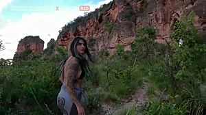 This young brunette knows how to handle that monster cock.