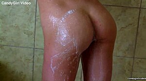 Skye Blue showers and brushes teeth