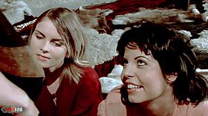 hardcore lesbian threesome in uniforms with fucking and toys