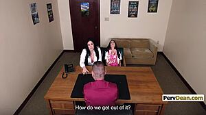 Desperate to avoid expulsion, I banged principal with stepmom Freya and Ivy