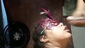 latina ebony babe gives greedy oral and handjob leading to hairy assfuck orgasm